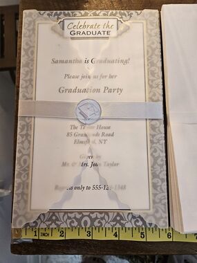 Celebrate the Graduate Silver & White Graduation Party Invitation Set